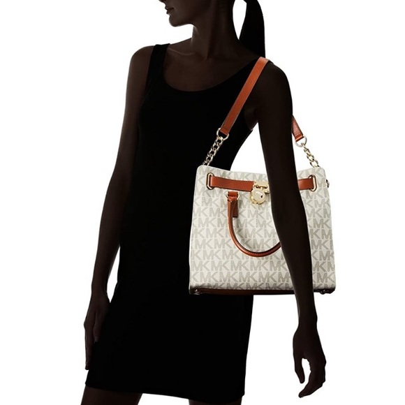 MK MICHAEL KORS HAMILTON LOGO VANILLA LOCK TOTE - Picture 5 of 5